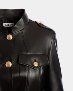 Belted Jacket In Black Leather