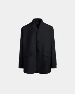 Blazer In Navy Blue Wool Blend