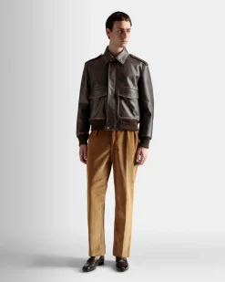 Bomber Jacket In Brown Leather