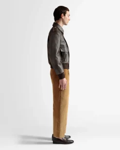 Bomber Jacket In Brown Leather