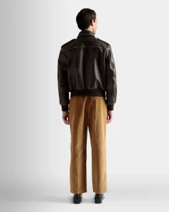 Bomber Jacket In Brown Leather