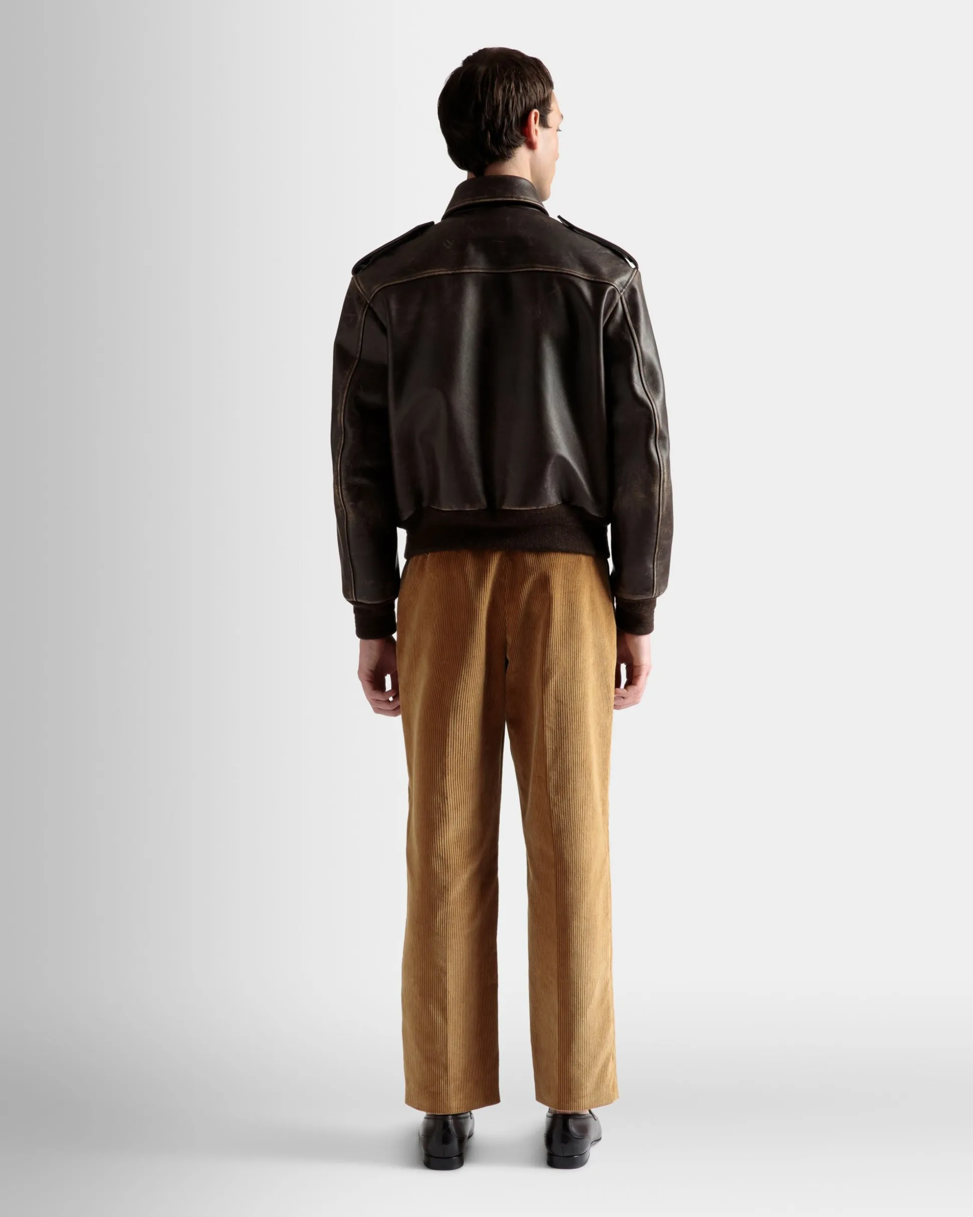 Bomber Jacket In Brown Leather