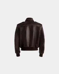 Bomber Jacket In Brown Leather