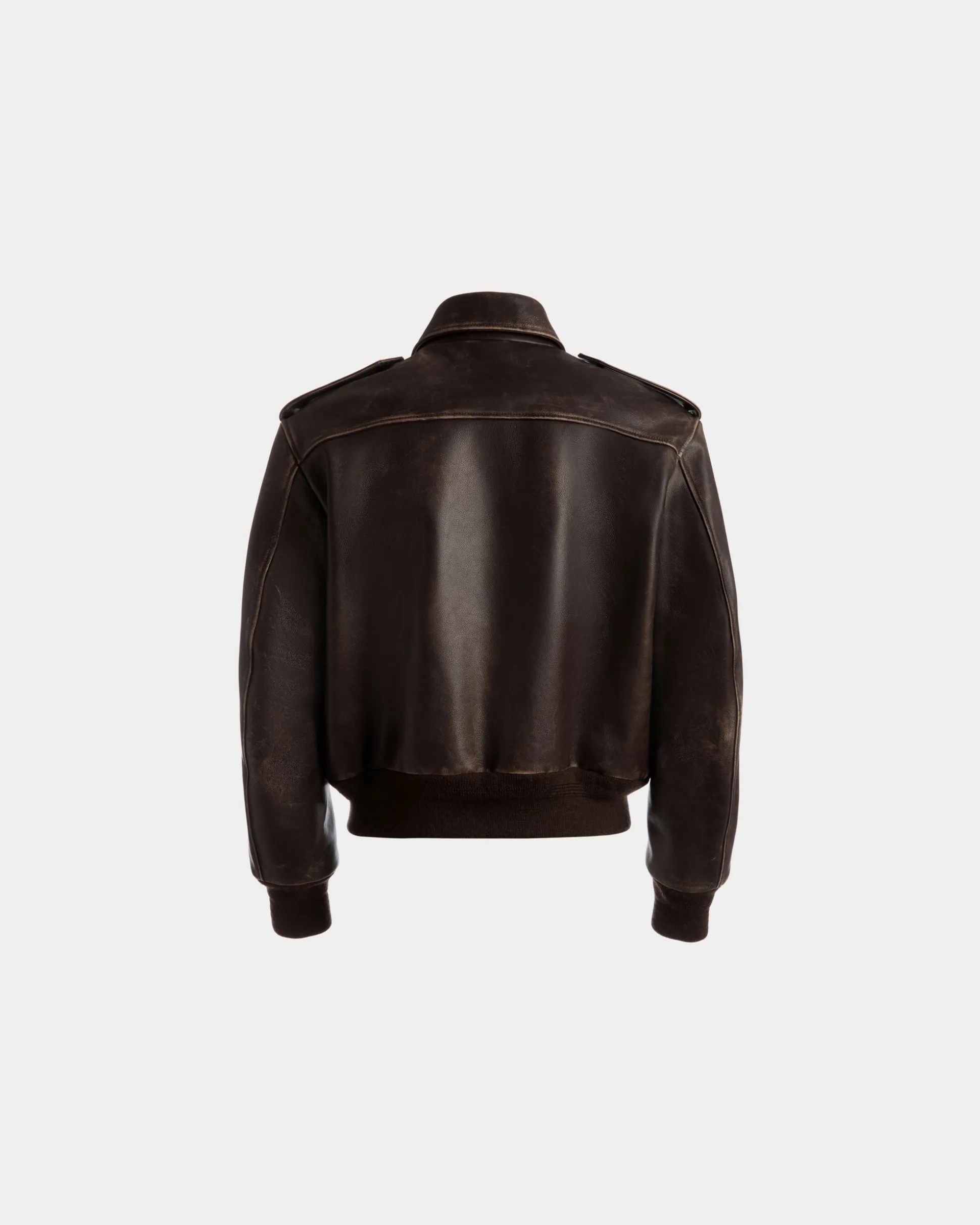 Bomber Jacket In Brown Leather