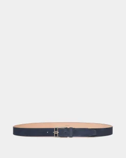 Brett 35mm Belt In Navy Blue Suede Leather