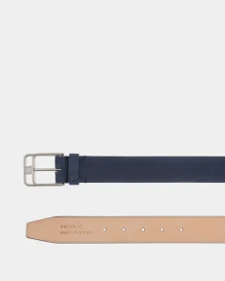 Brett 35mm Belt In Navy Blue Suede Leather