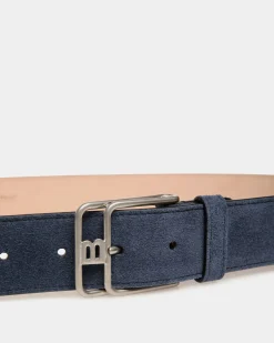 Brett 35mm Belt In Navy Blue Suede Leather