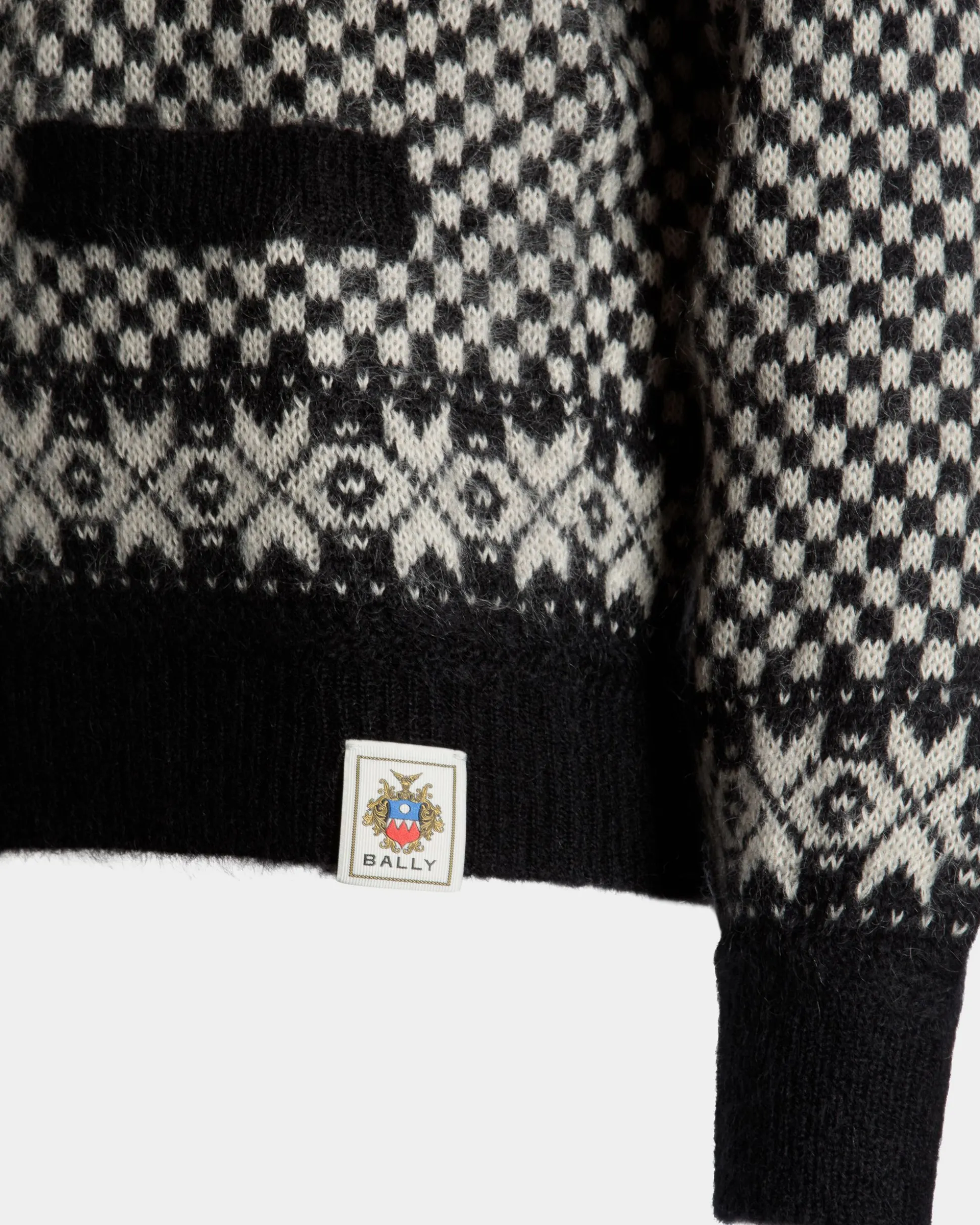 Cardigan In Black And White Mohair And Silk