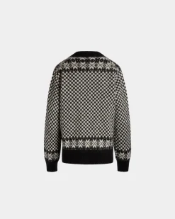 Cardigan In Black And White Mohair And Silk