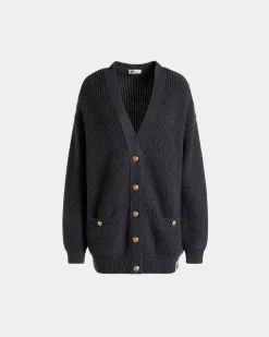 Cardigan In Dark Grey Wool