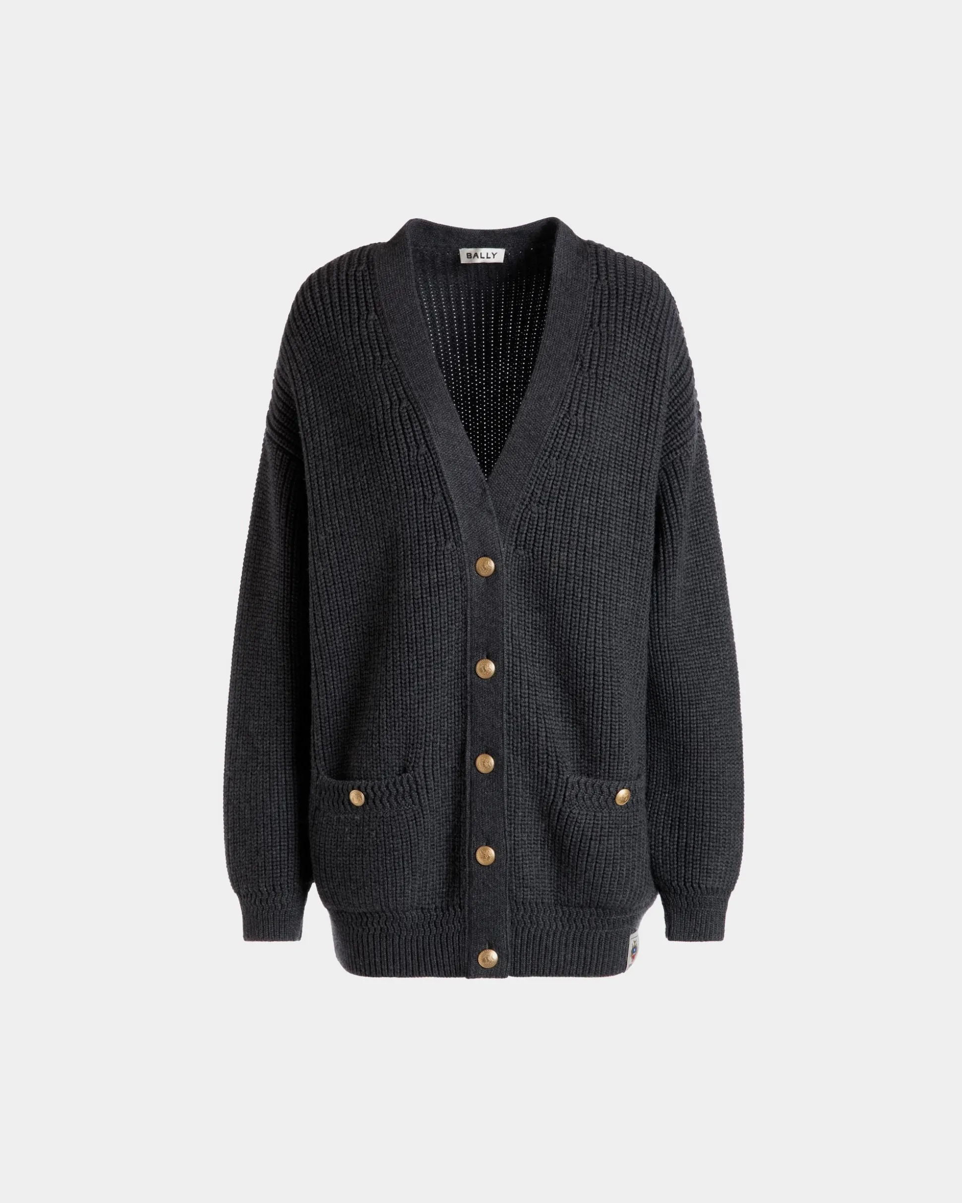 Cardigan In Dark Grey Wool