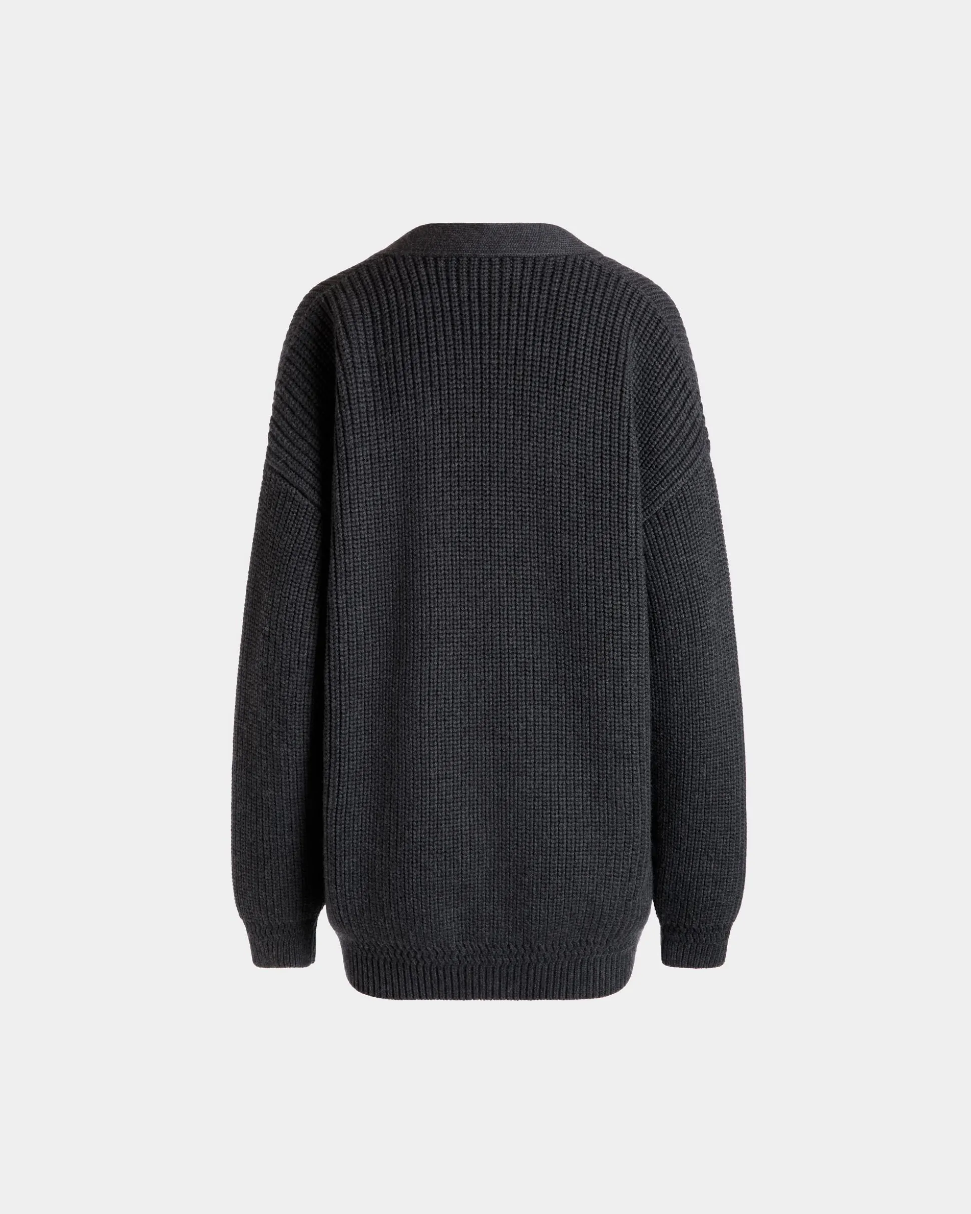 Cardigan In Dark Grey Wool