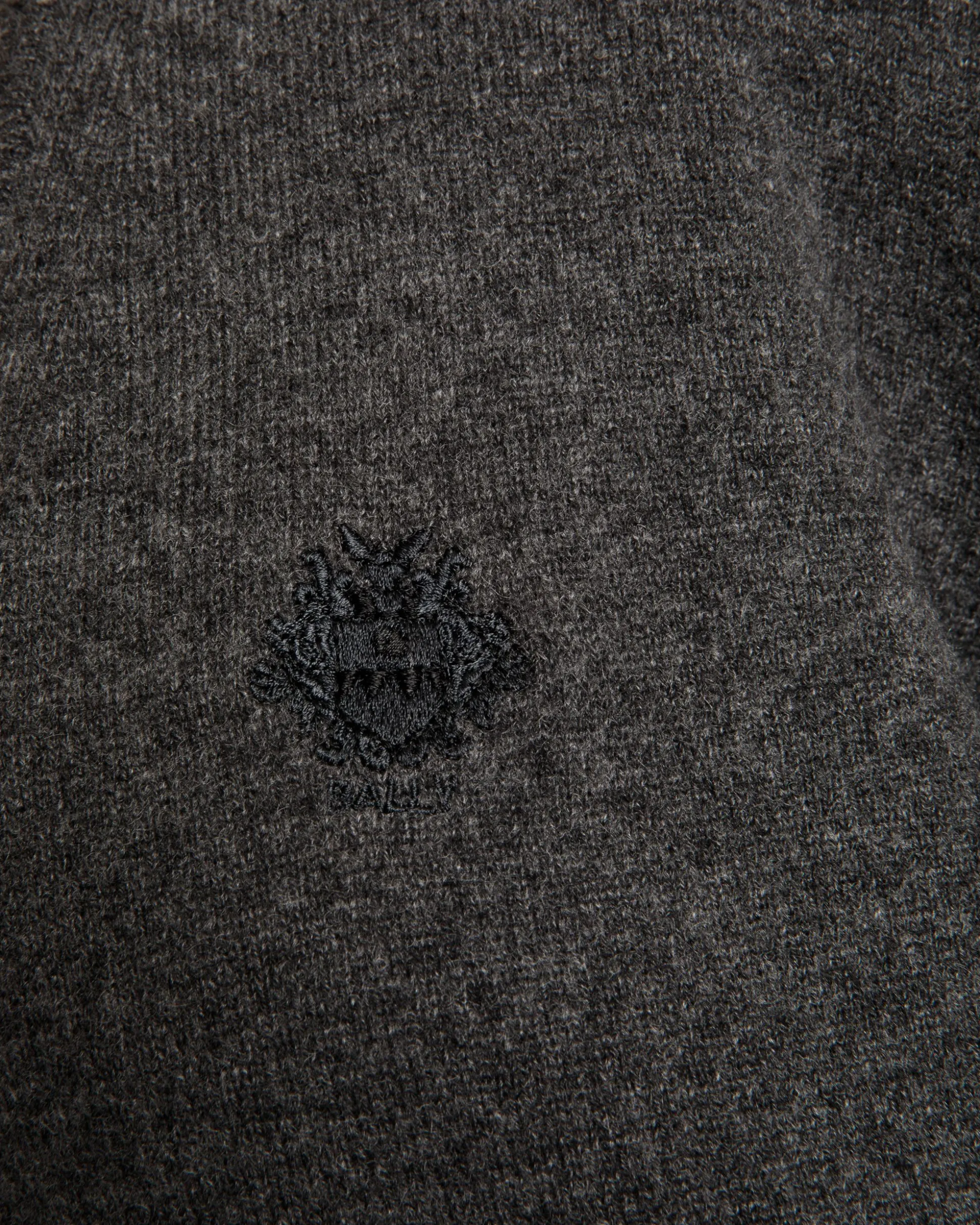 Cardigan With Bally Crest Logo in Dark Grey Cashmere