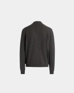 Cardigan With Bally Crest Logo in Dark Grey Cashmere