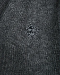 Cardigan With Bally Crest Logo In Dark Grey Wool