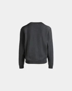 Cardigan With Bally Crest Logo In Dark Grey Wool