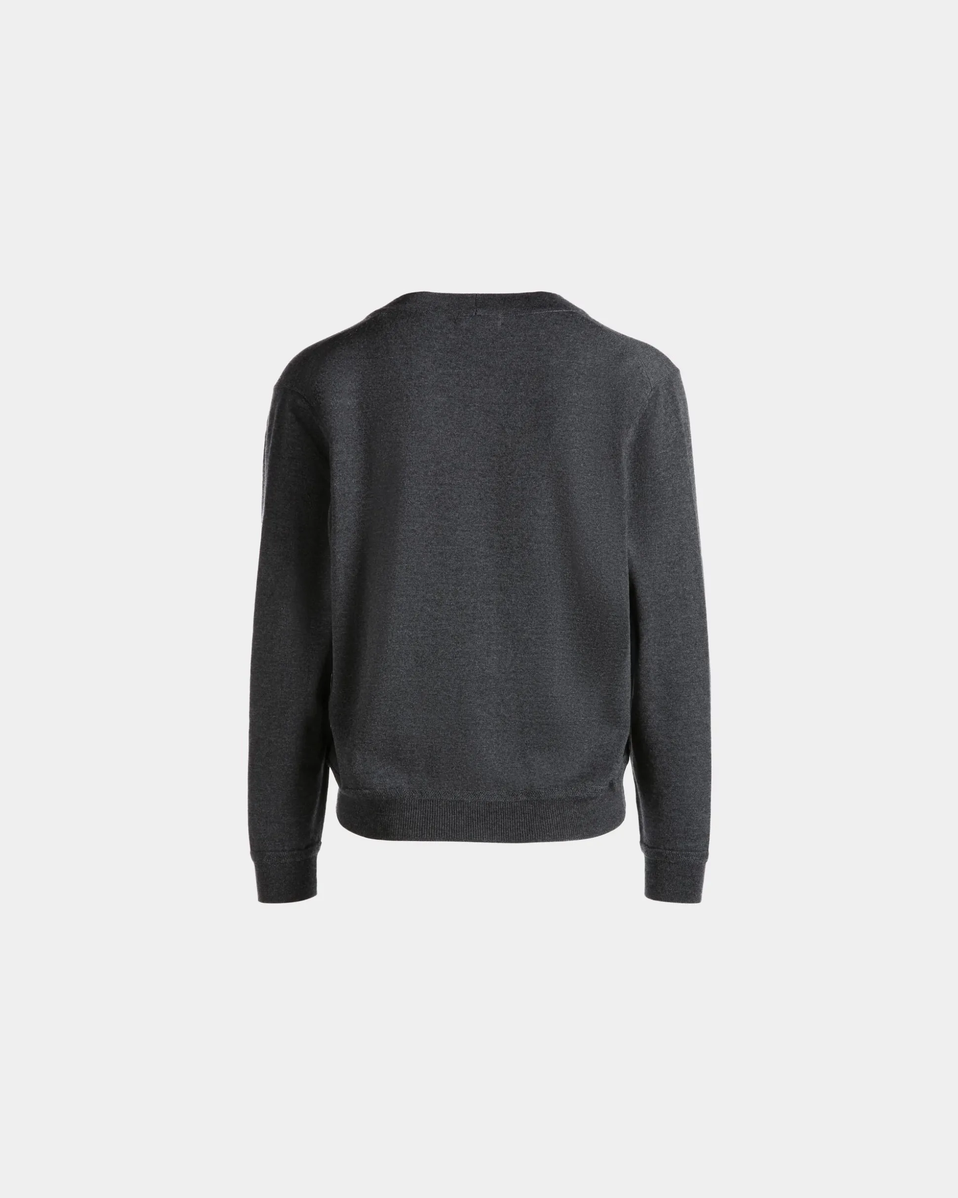 Cardigan With Bally Crest Logo In Dark Grey Wool