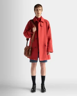 Coat in Candy Red Nylon