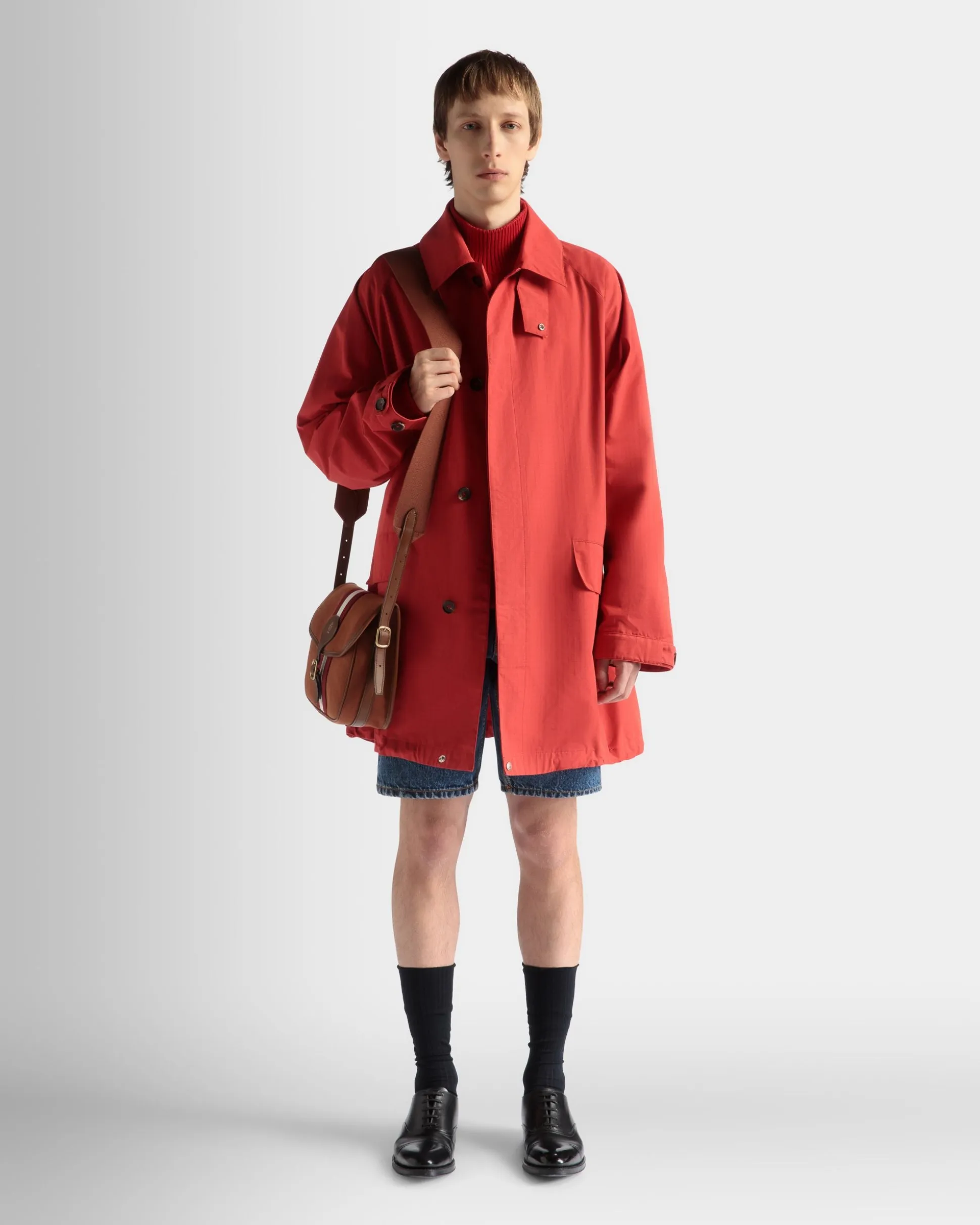 Coat in Candy Red Nylon