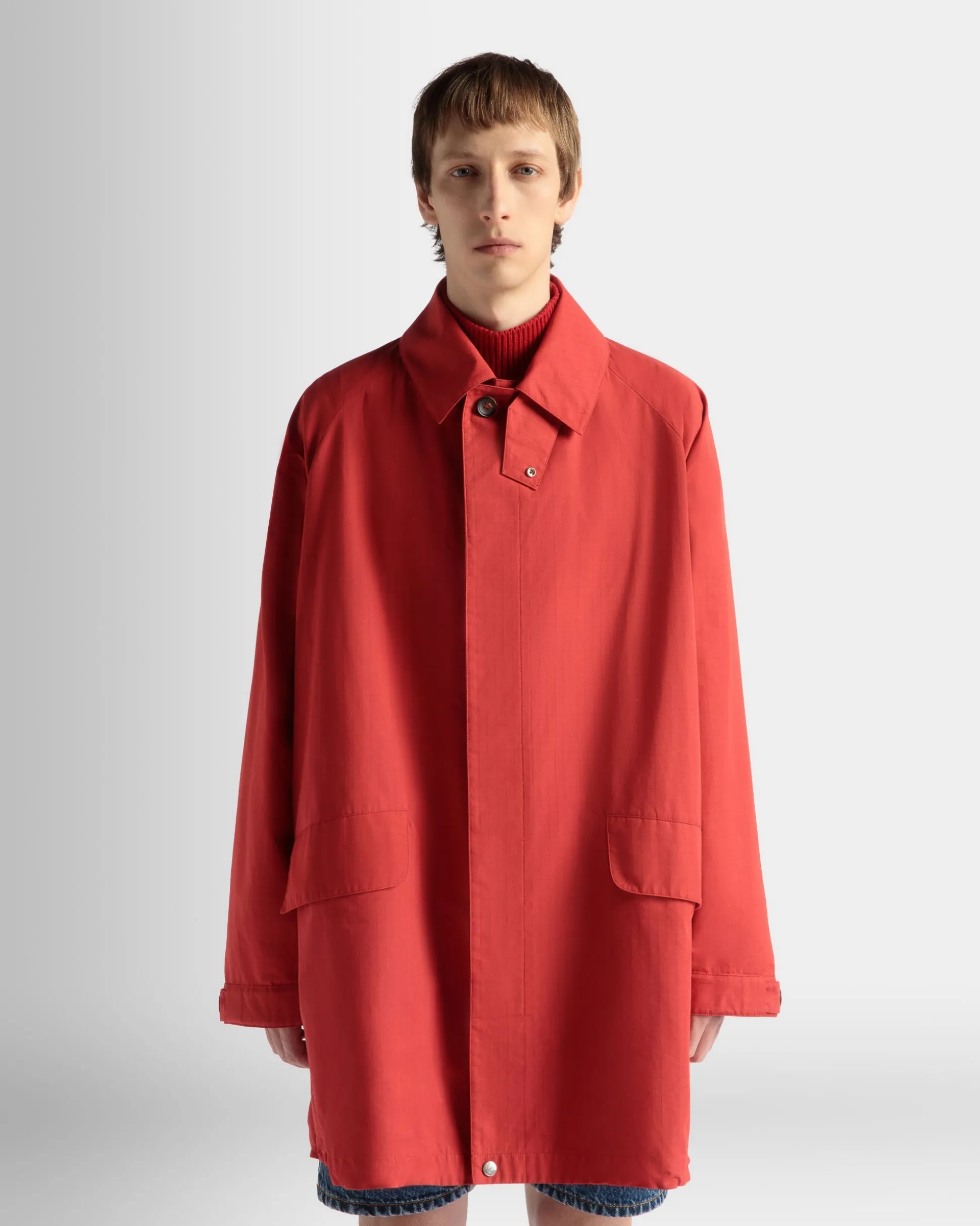 Coat in Candy Red Nylon