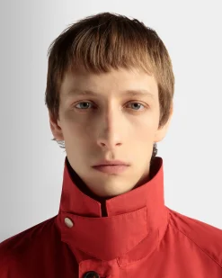 Coat in Candy Red Nylon