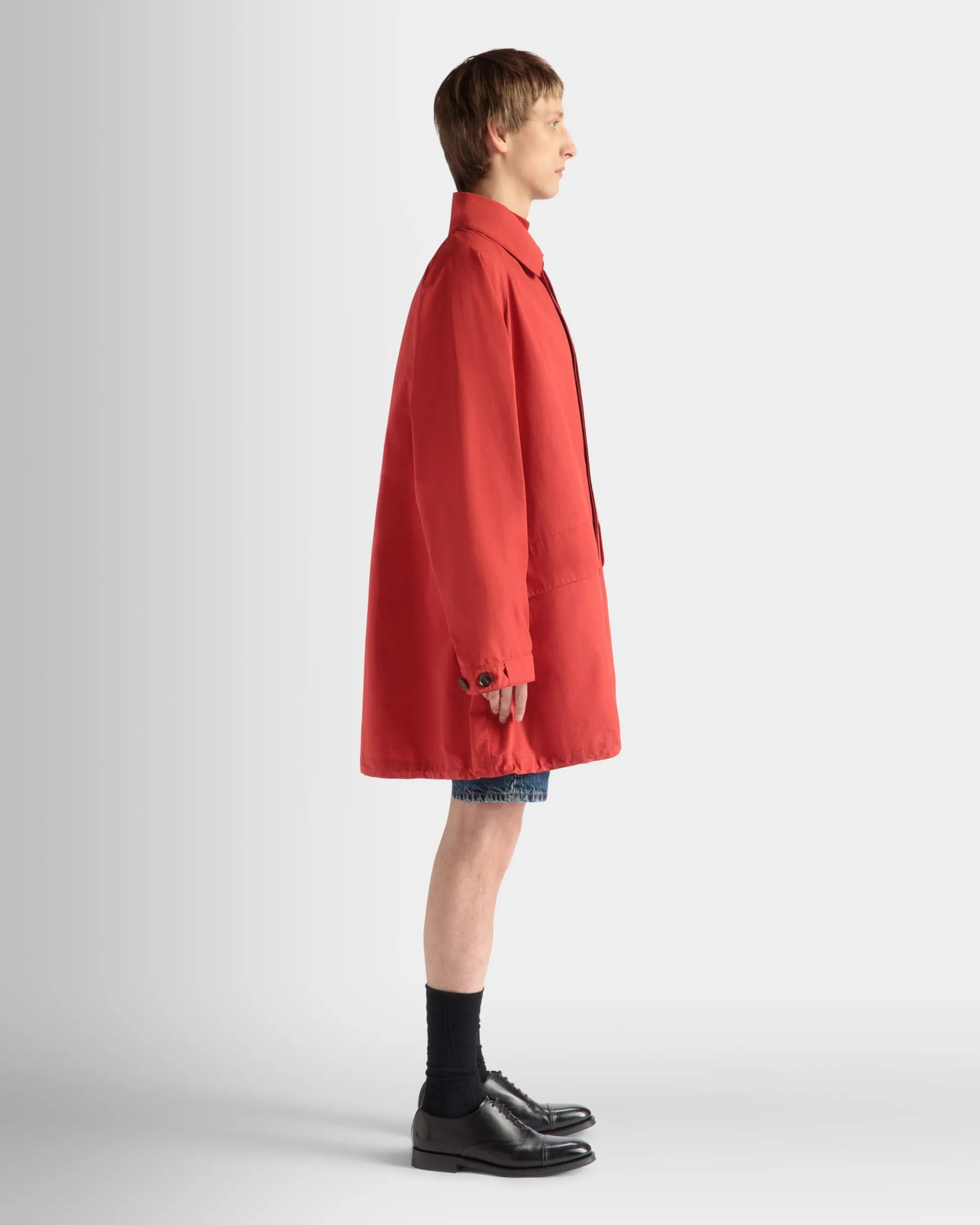 Coat in Candy Red Nylon