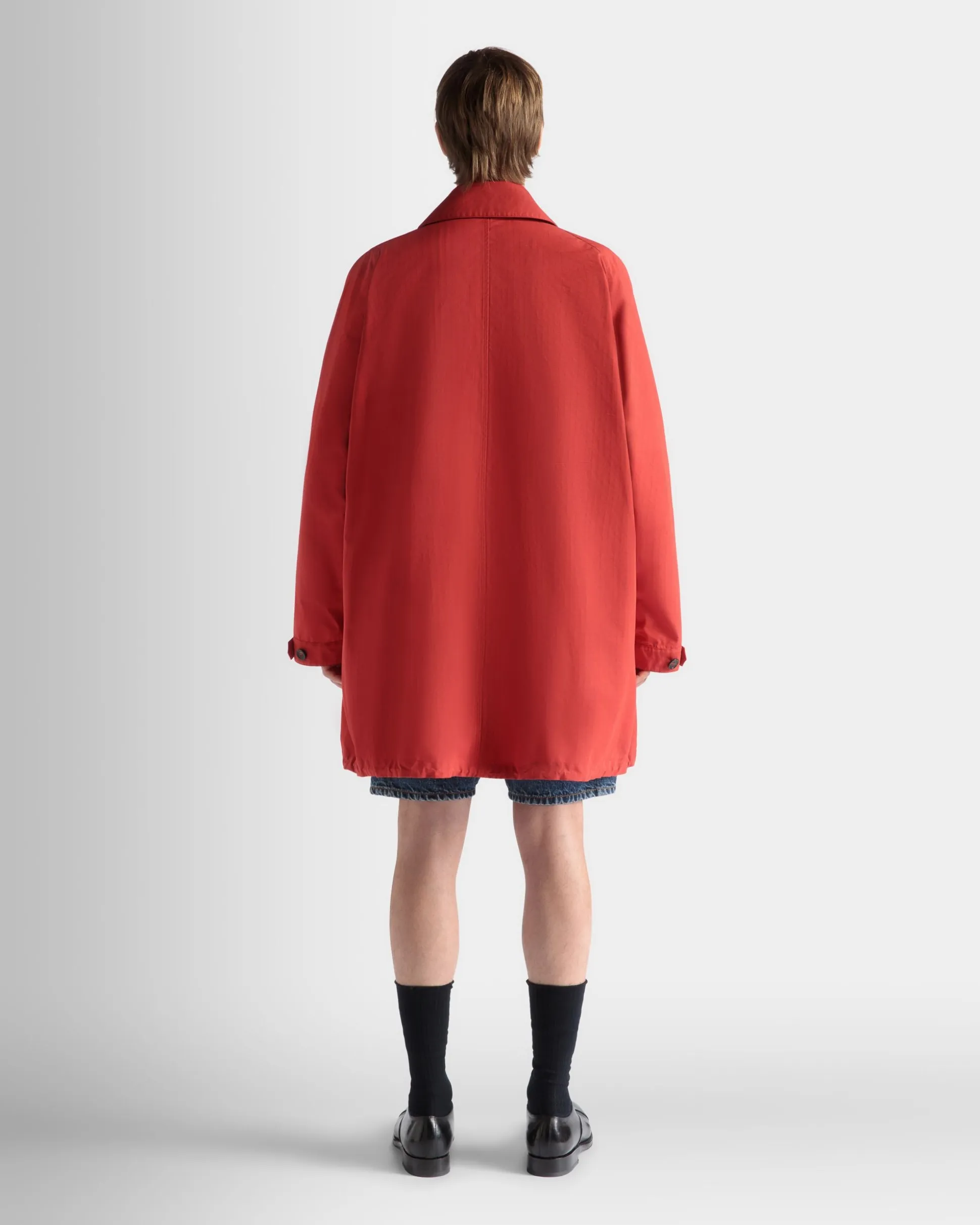 Coat in Candy Red Nylon