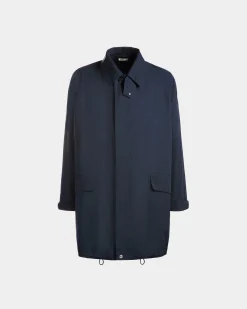 Coat in Navy Blue Nylon
