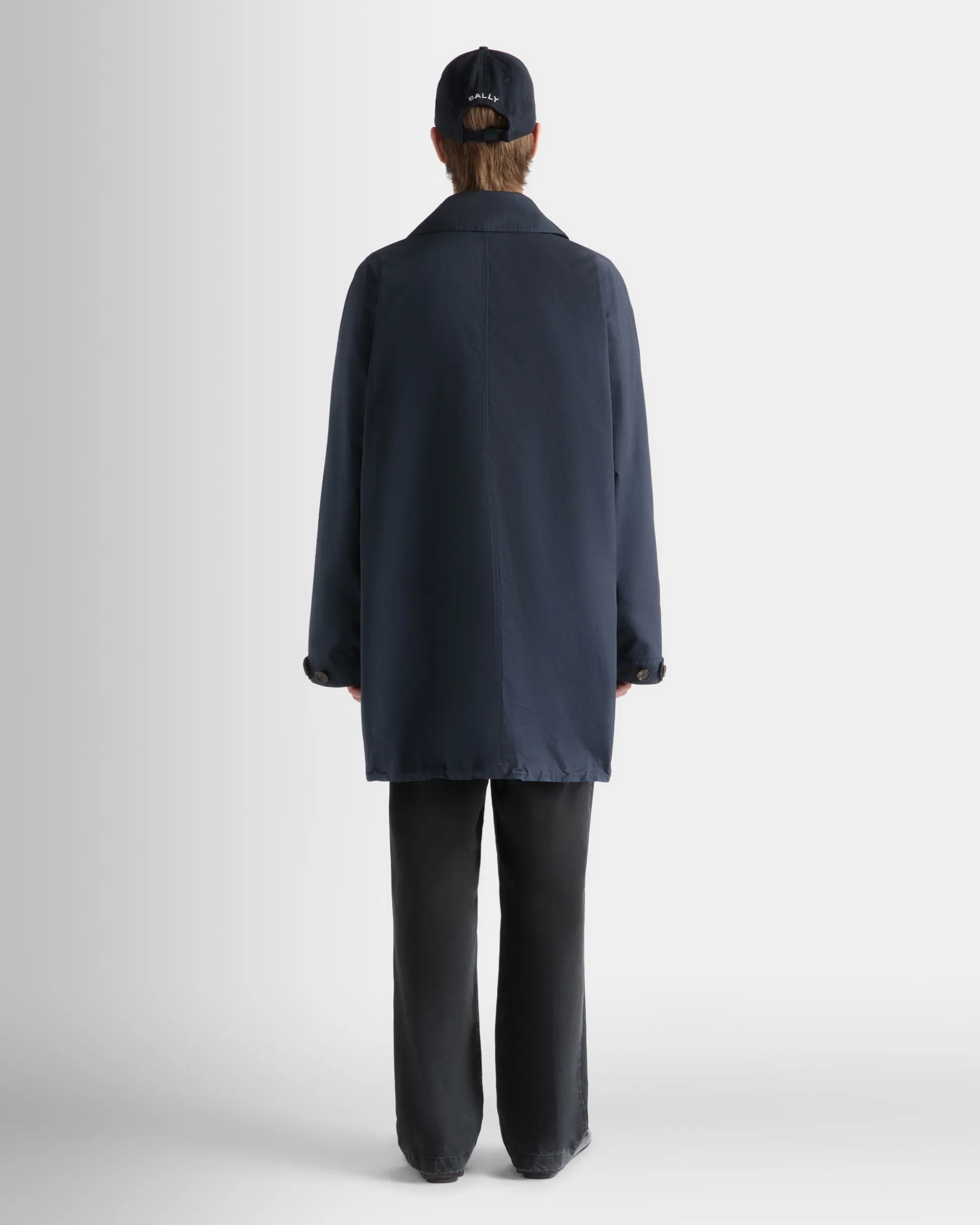 Coat in Navy Blue Nylon