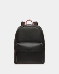 Code Backpack in Black Grained Leather