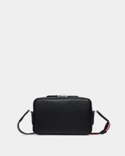 Code Crossbody Bag In Navy Blue Grained Leather