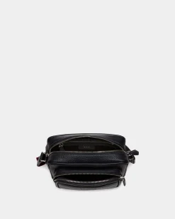 Code Crossbody Bag In Navy Blue Grained Leather