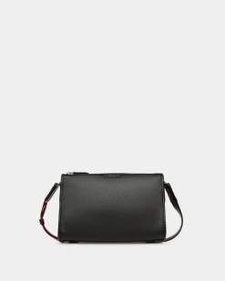 Code Small Messenger Bag in Black Grained Leather