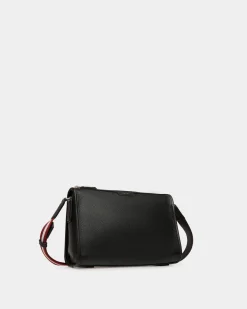 Code Small Messenger Bag in Black Grained Leather