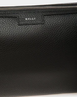 Code Small Messenger Bag in Black Grained Leather