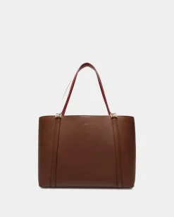 Code Tote Bag In Brown Leather