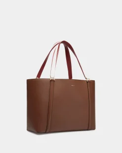 Code Tote Bag In Brown Leather