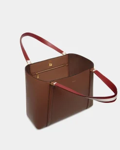 Code Tote Bag In Brown Leather