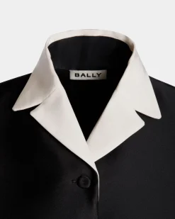 Contrast Collar Blazer In Black Silk Blend