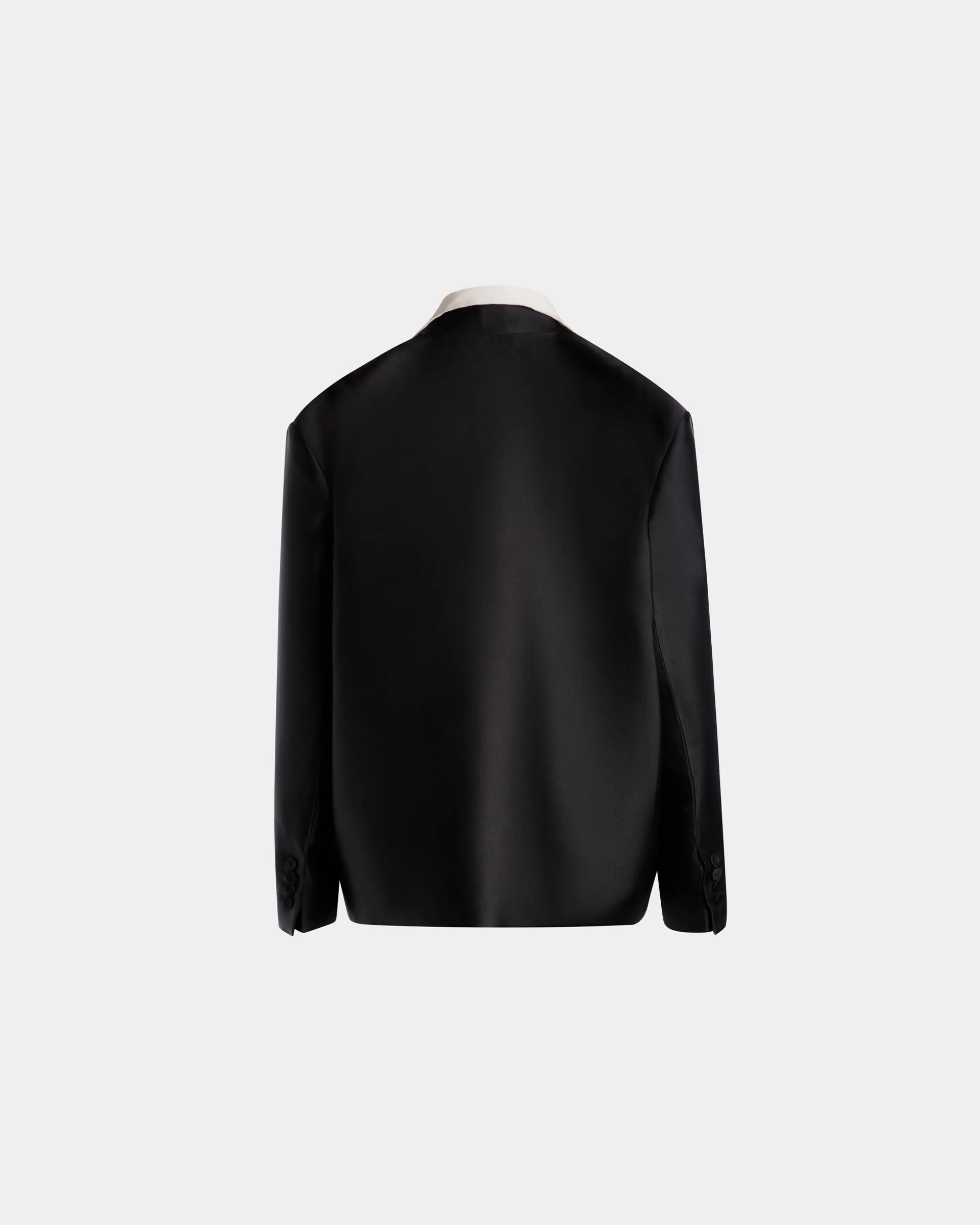 Contrast Collar Blazer In Black Silk Blend