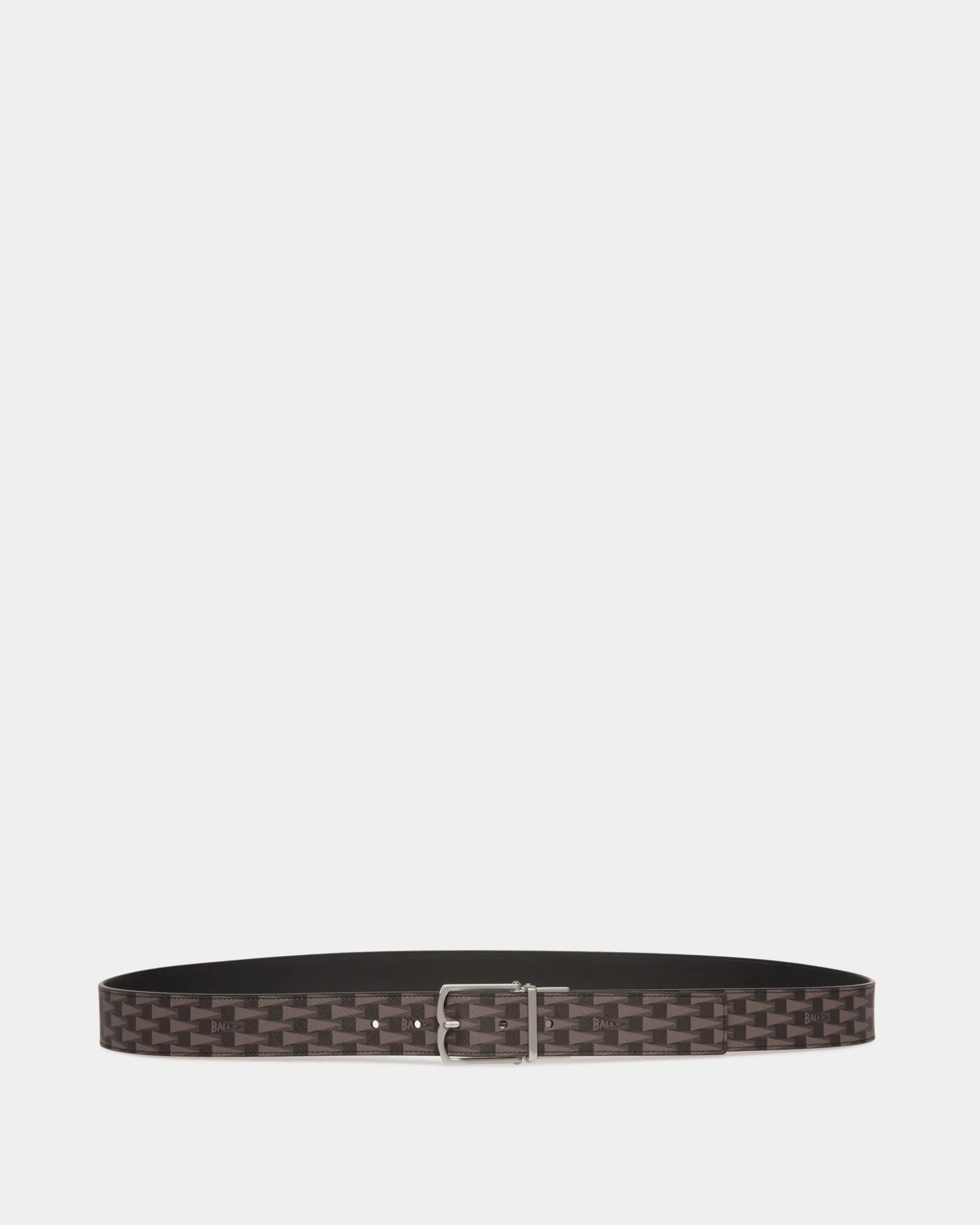 Country 35mm Reversible And Adjustable Belt In Black Pennant Motif And Leather