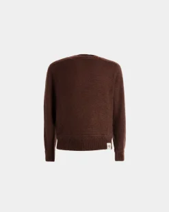 Crewneck Sweater In Brown Mohair And Silk