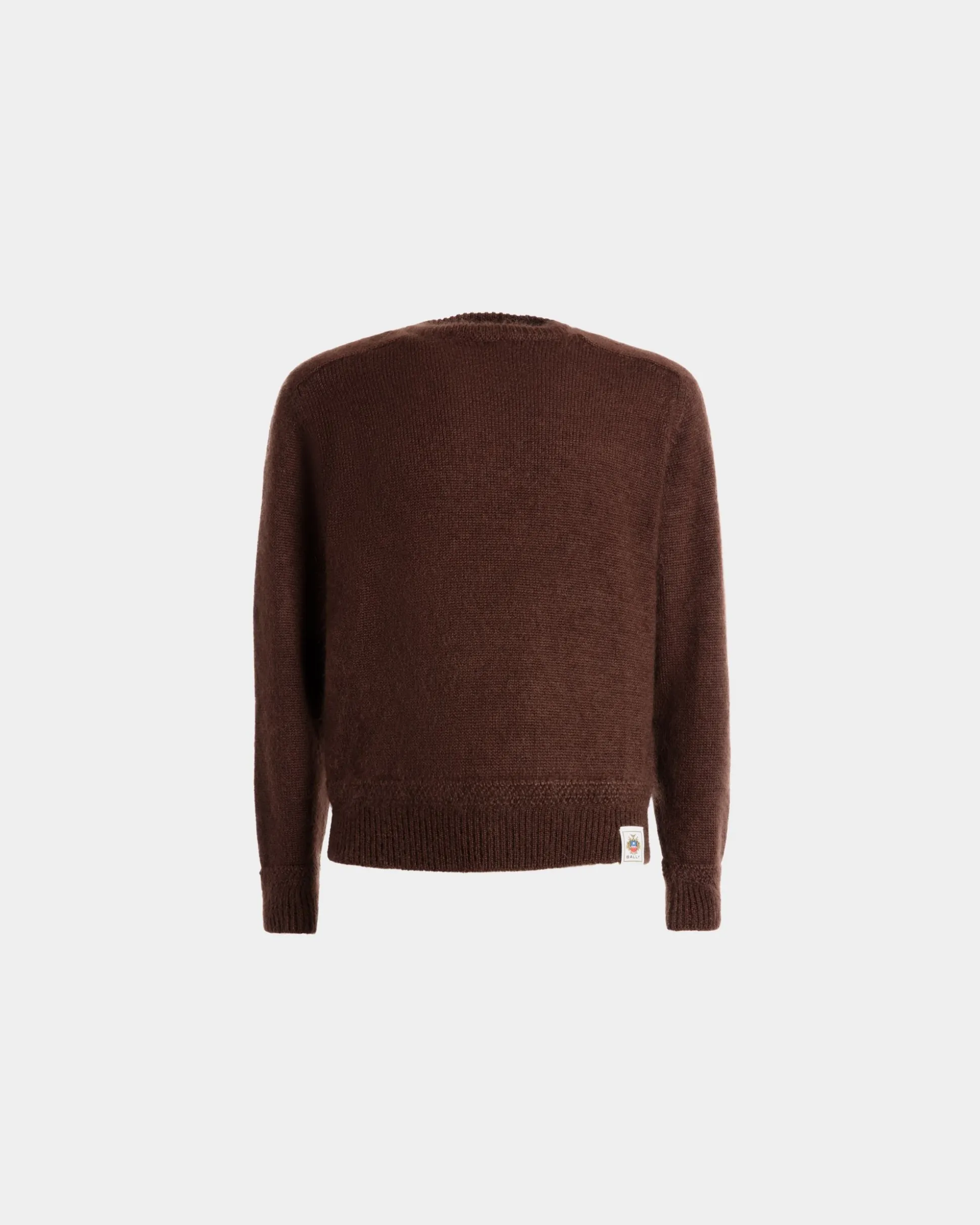Crewneck Sweater In Brown Mohair And Silk