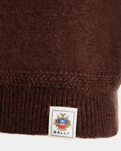 Crewneck Sweater In Brown Mohair And Silk