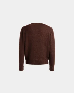 Crewneck Sweater In Brown Mohair And Silk