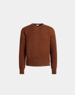 Crewneck Sweater In Brown Wool