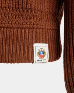 Crewneck Sweater In Brown Wool