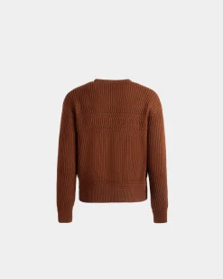 Crewneck Sweater In Brown Wool
