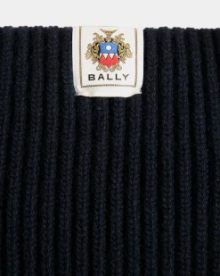 Crewneck Sweater In Navy Blue Wool