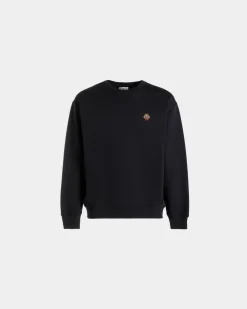 Crewneck Sweatshirt With a Bally Crest Logo In Navy Blue Cotton
